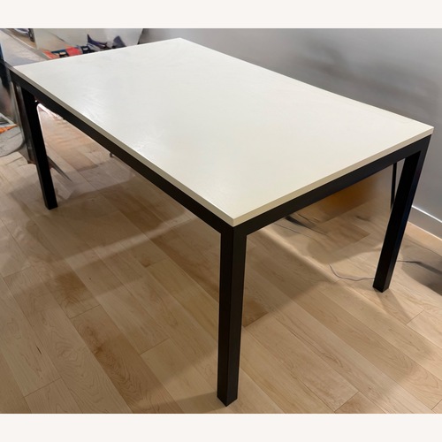 Used Crate & Barrel Parsons White Wood Dining Table for sale on AptDeco