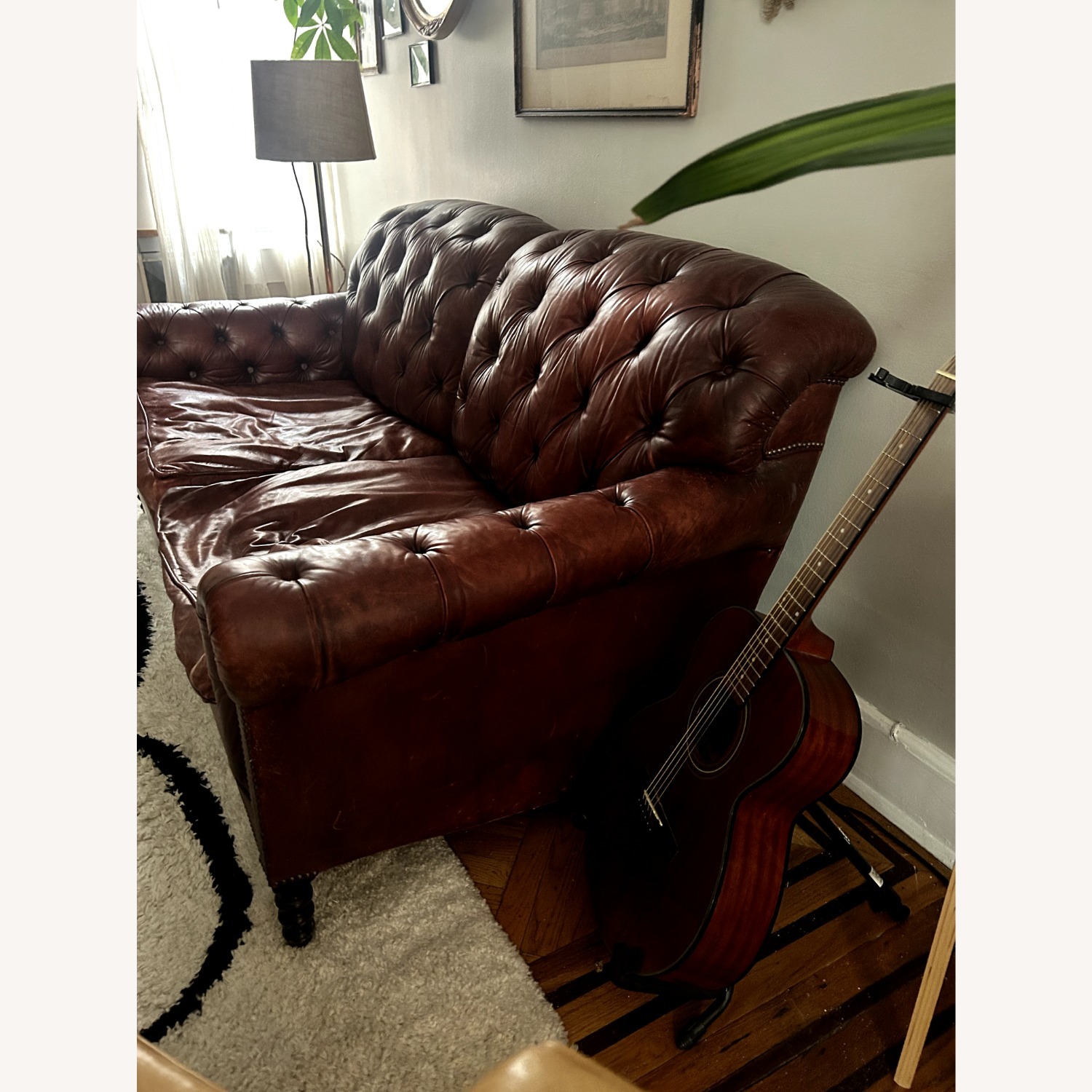 Baker Furniture Dark Brown Leather 2 Seater Sofa - image-2