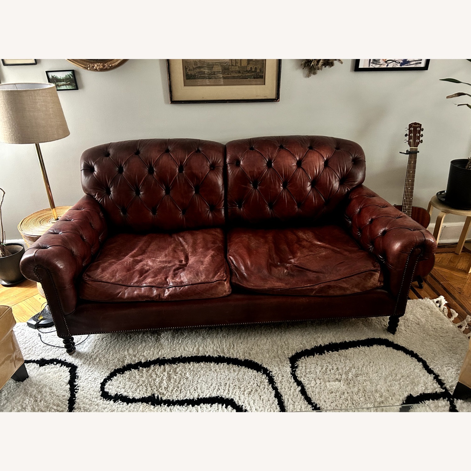 Baker Furniture Dark Brown Leather 2 Seater Sofa - image-0