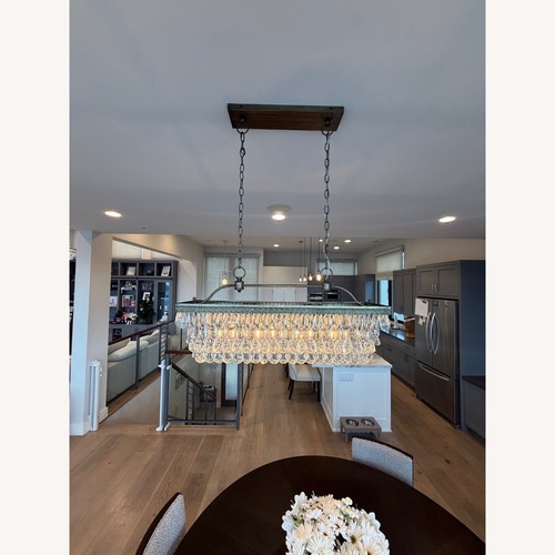 Used Pottery Barn Clarisa Glass Rectangular Chandelier for sale on AptDeco