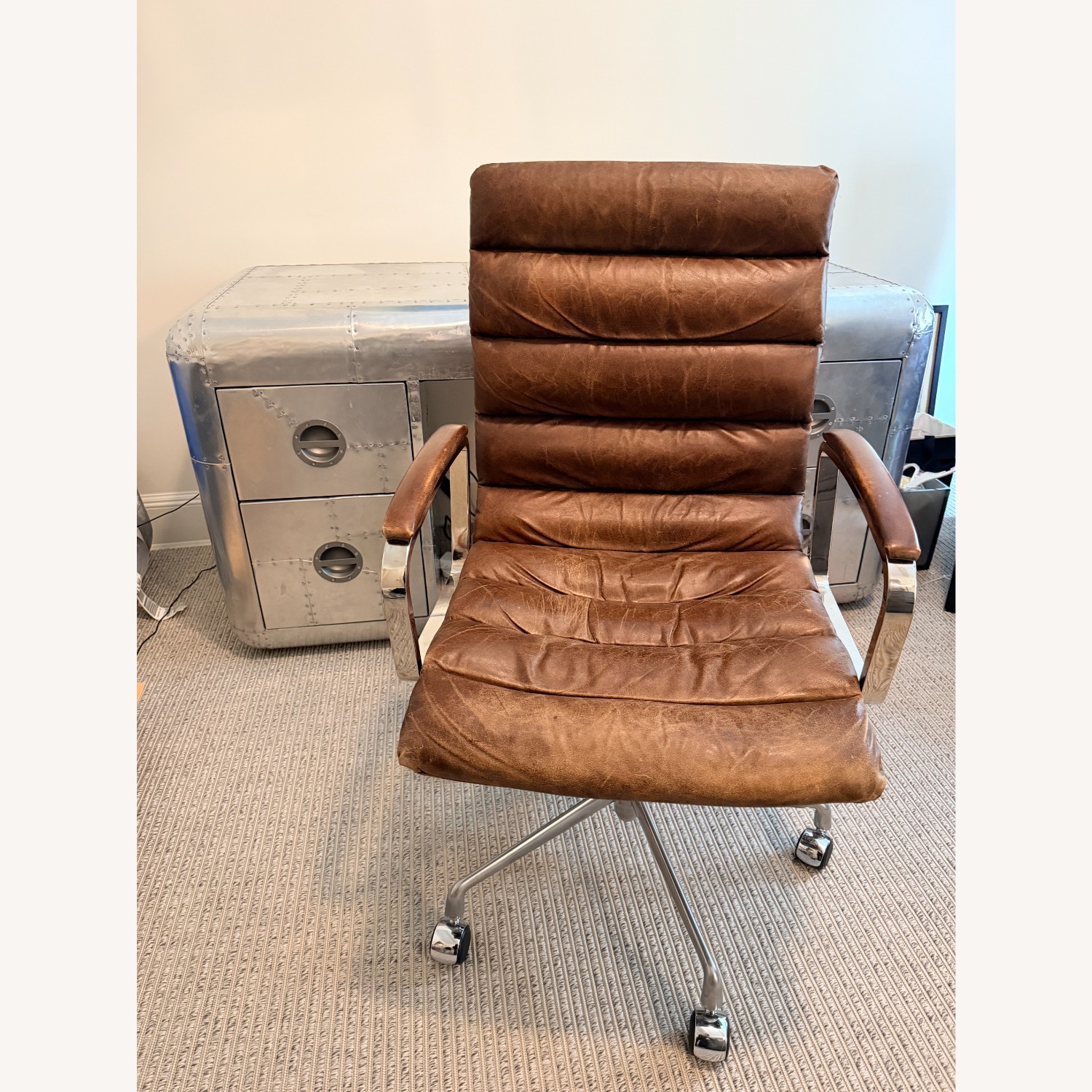 Restoration Hardware Oviedo Leather Desk Chair - image-1