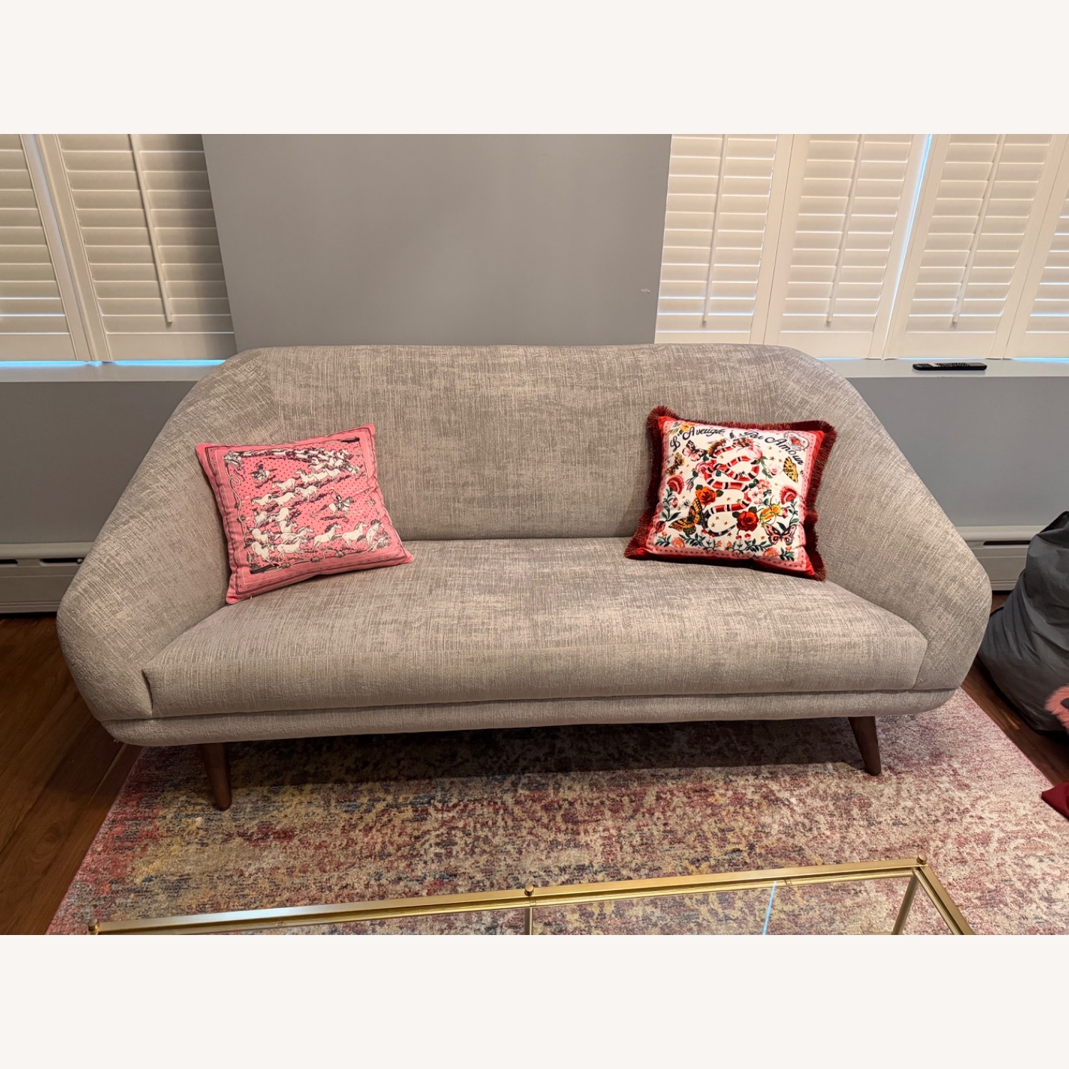 Weiman Brand Light Gray Fabric 2 Seater Sofa - image-2