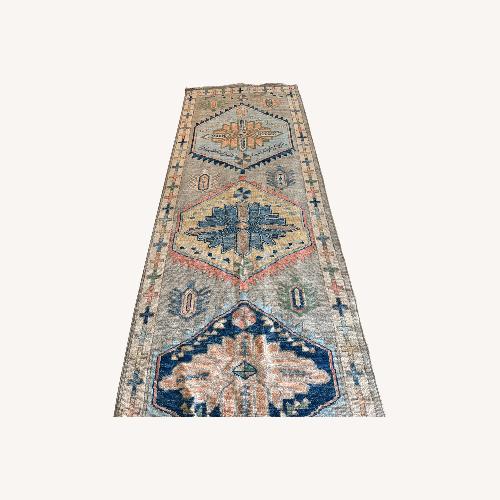 Used Vintage/Antique Blue Runner Rug 4' x 12' for sale on AptDeco