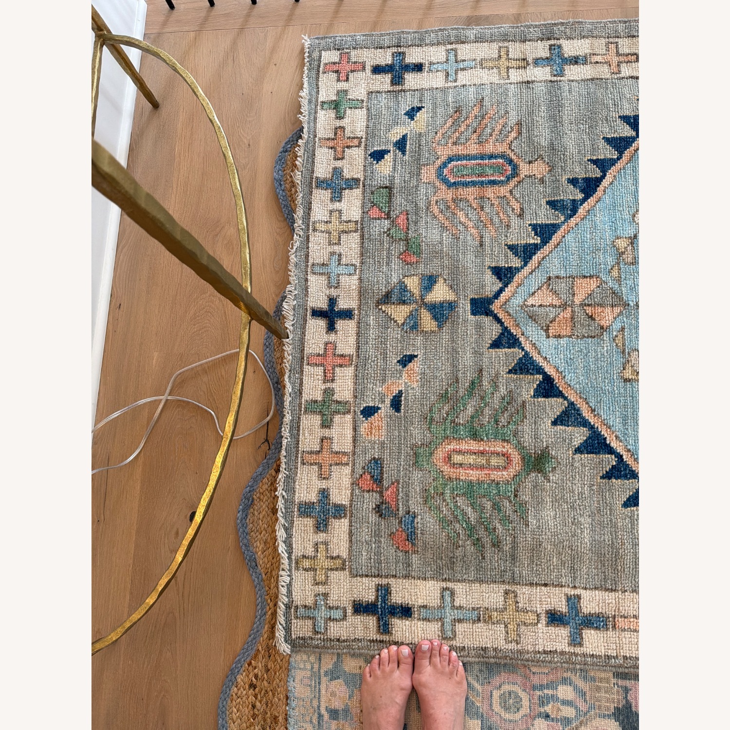 Vintage/Antique Blue Runner Rug 4' x 12' - image-2