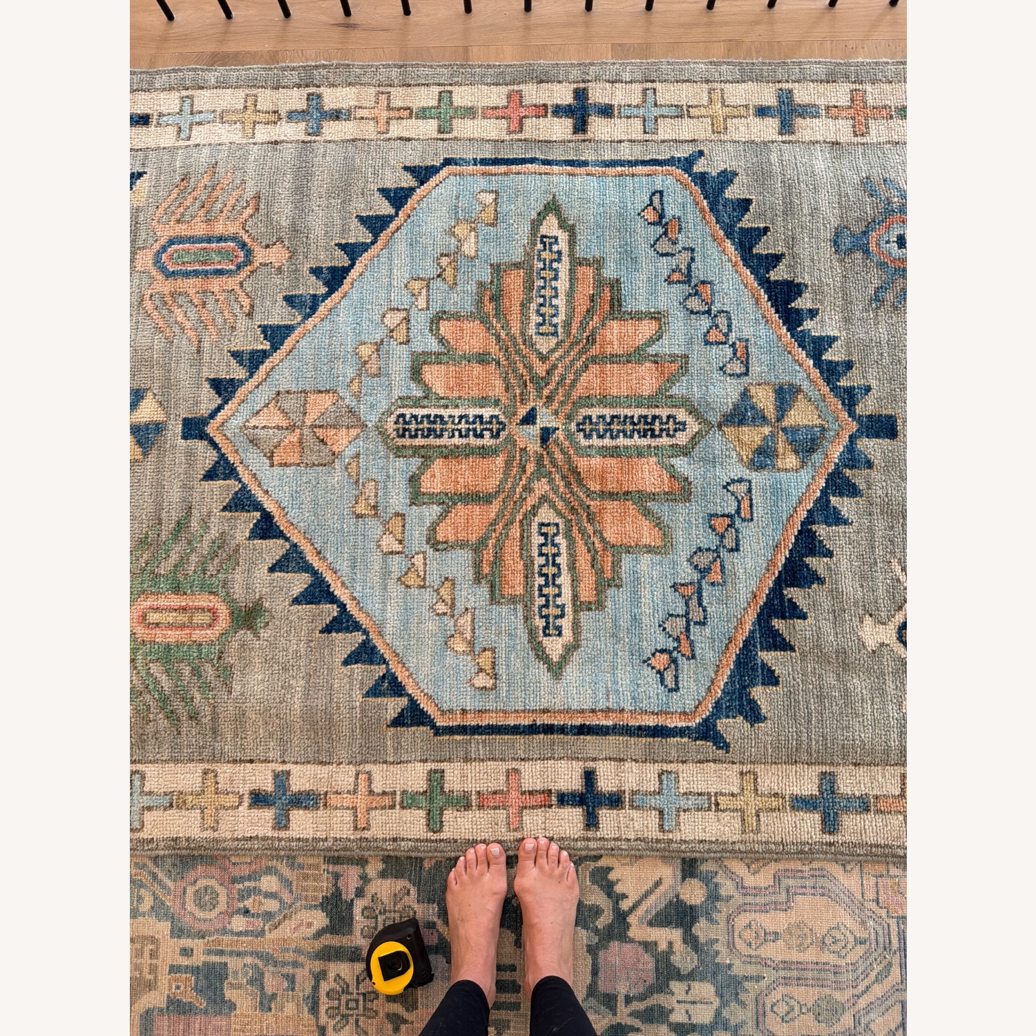 Vintage/Antique Blue Runner Rug 4' x 12' - image-1