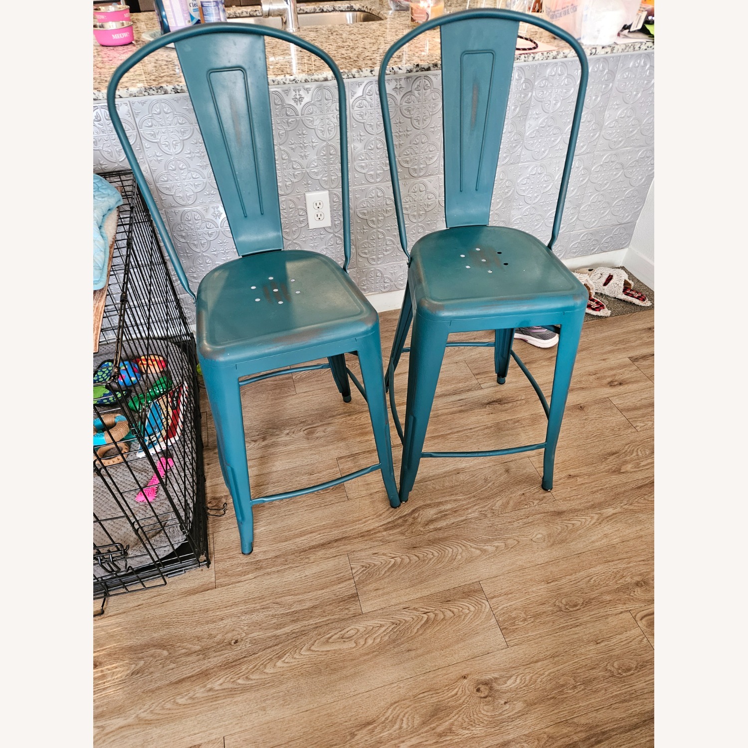 Macy's Blue Metal Dining Chairs - image-2