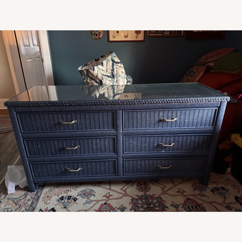 Used Vintage/Antique Blue Wicker Dresser for sale on AptDeco