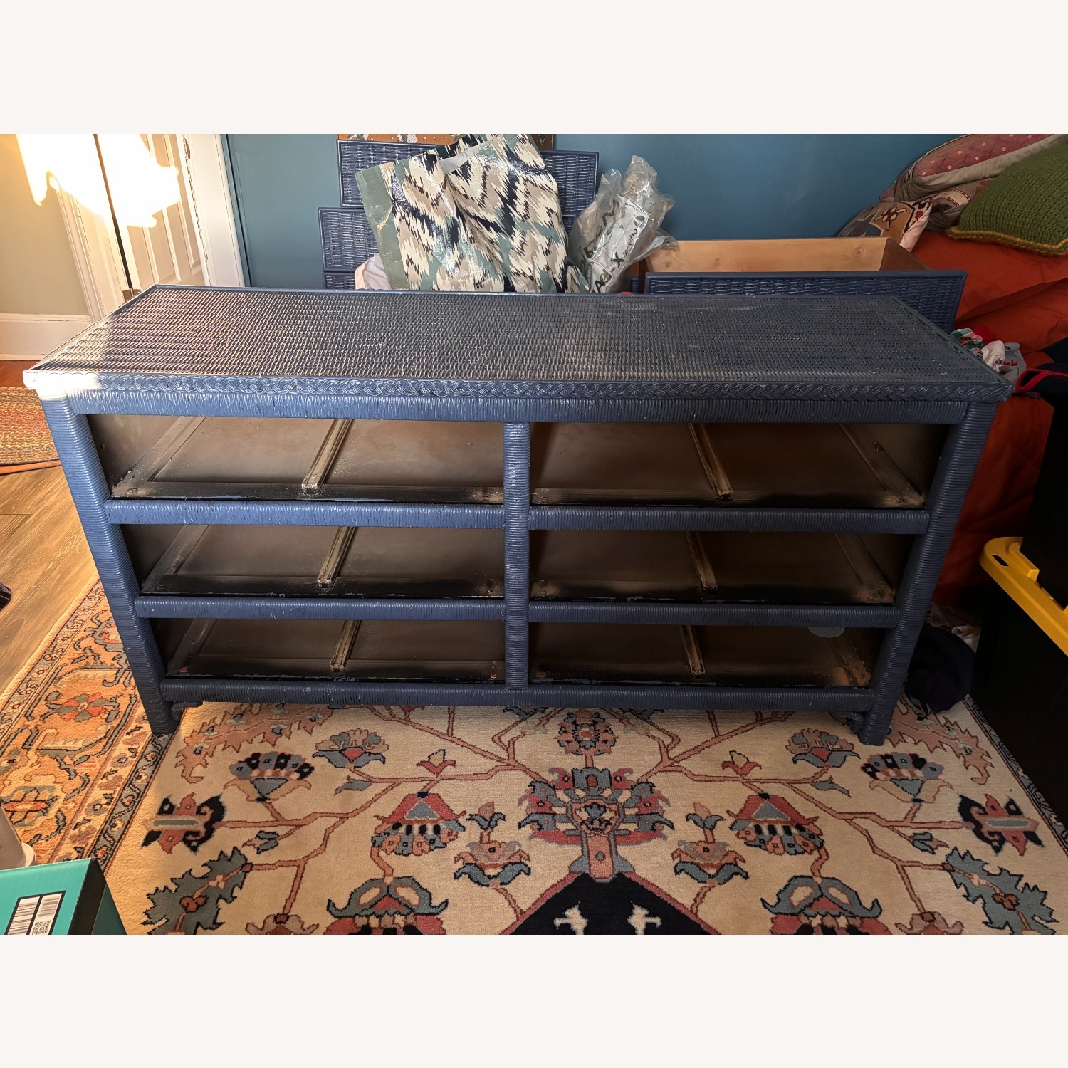Vintage/Antique Blue Wicker Dresser - image-4