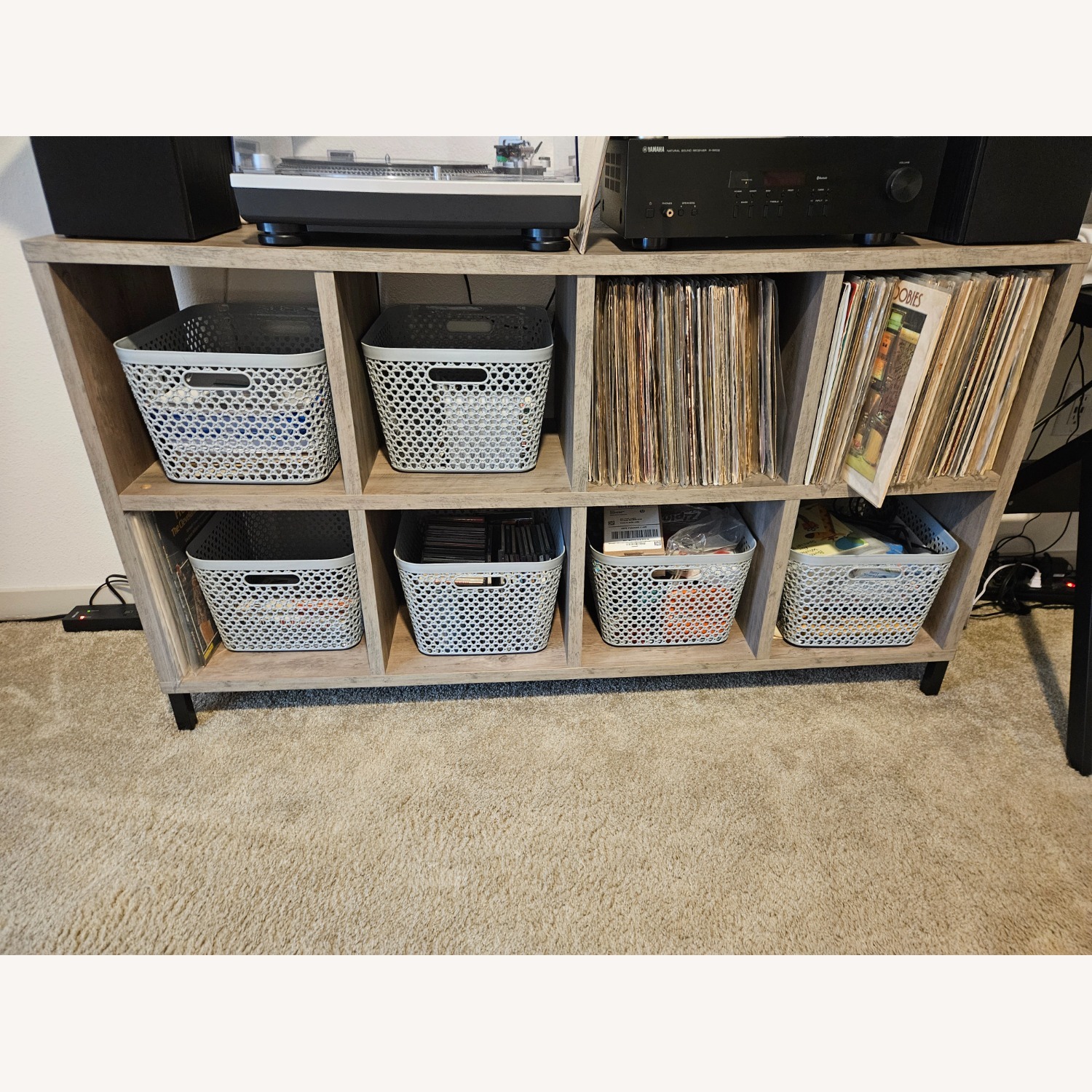 Better Homes and Gardens Light Gray Media Storage - image-3