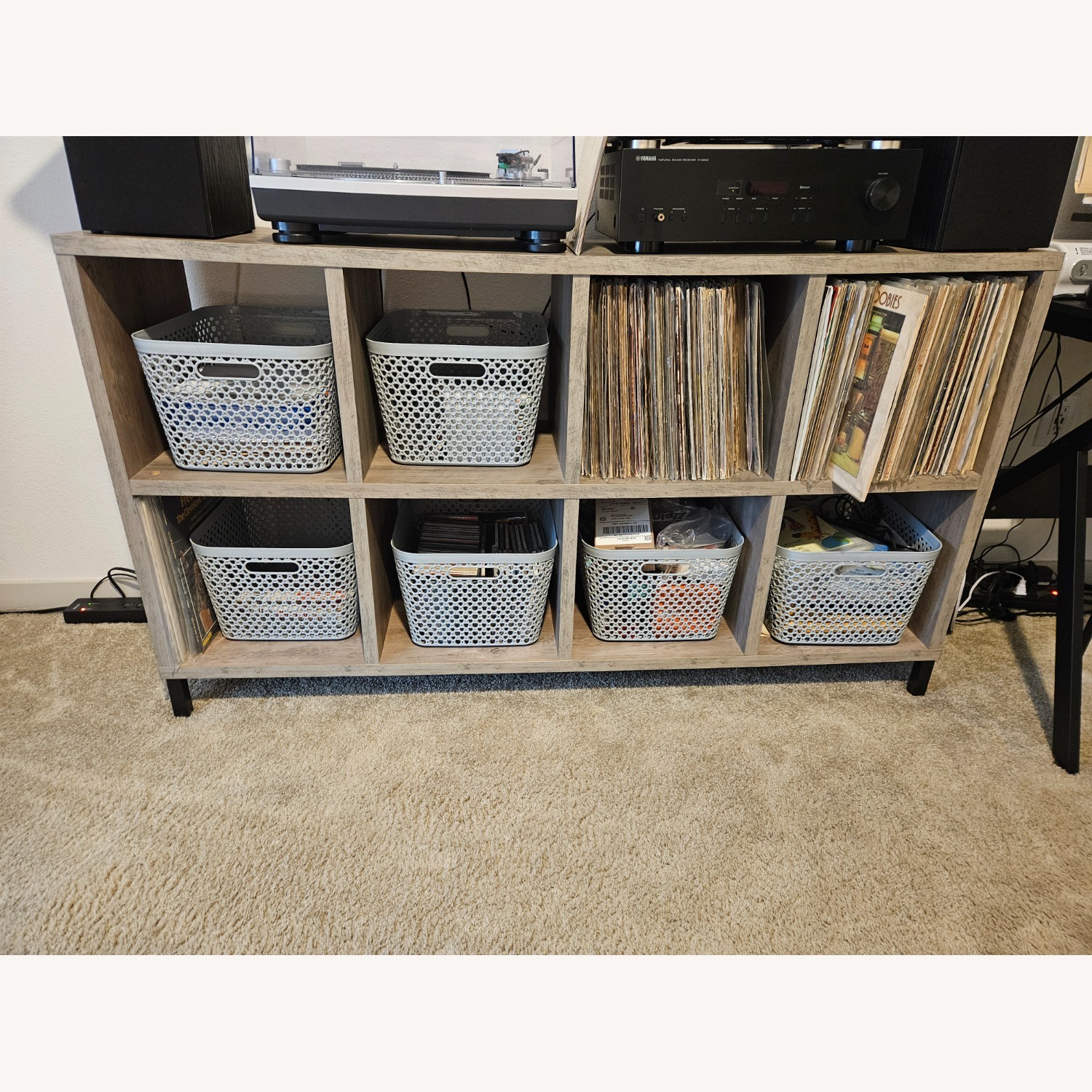 Better Homes and Gardens Light Gray Media Storage - image-1