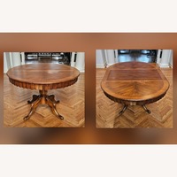 Round to Oval Walnut Extendable Dining Table