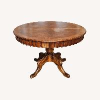Round to Oval Walnut Extendable Dining Table