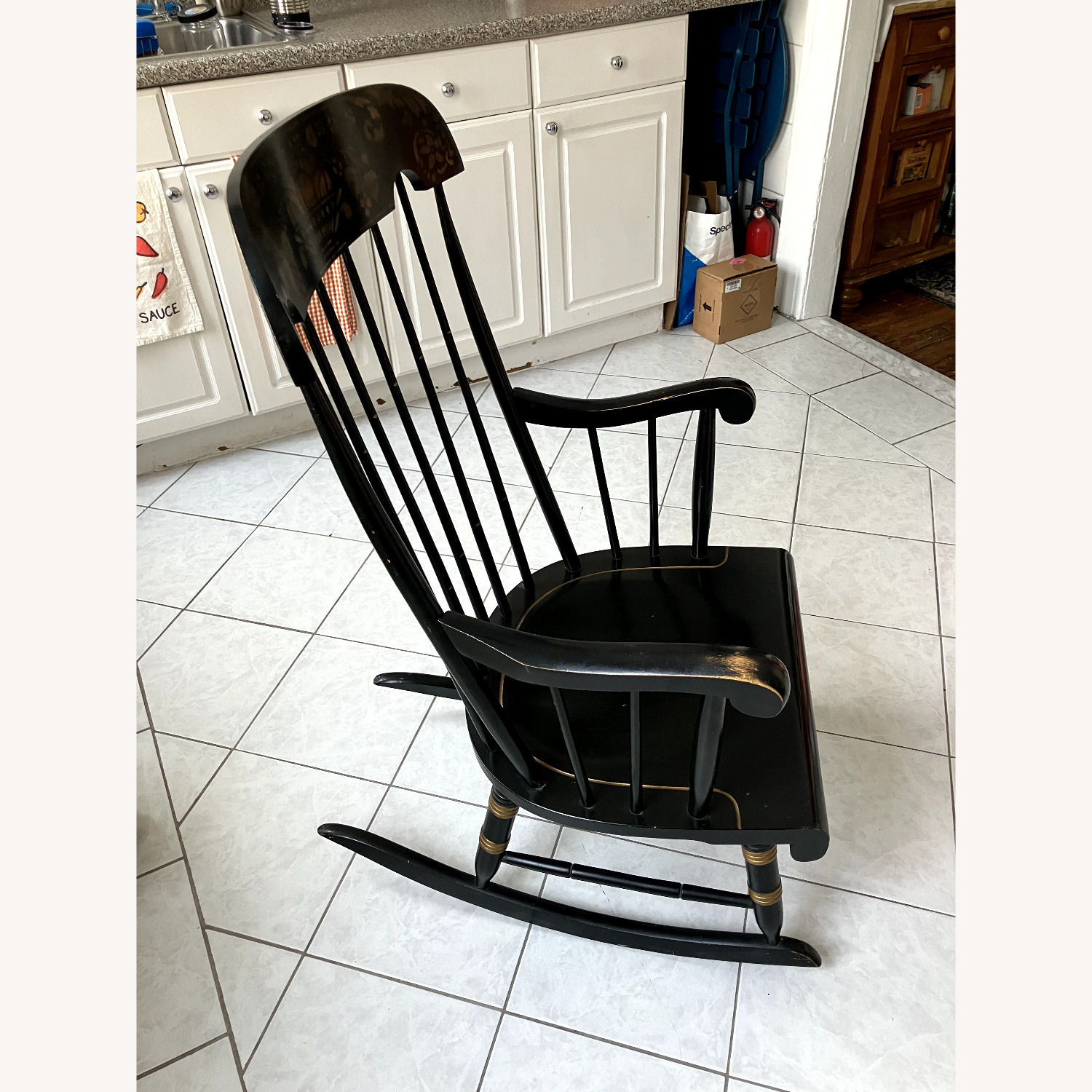 Nichols & Stone Black Wood Rocking Chair - image-3