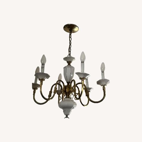 Used Vintage/Antique White Brass Ceiling Lamp for sale on AptDeco
