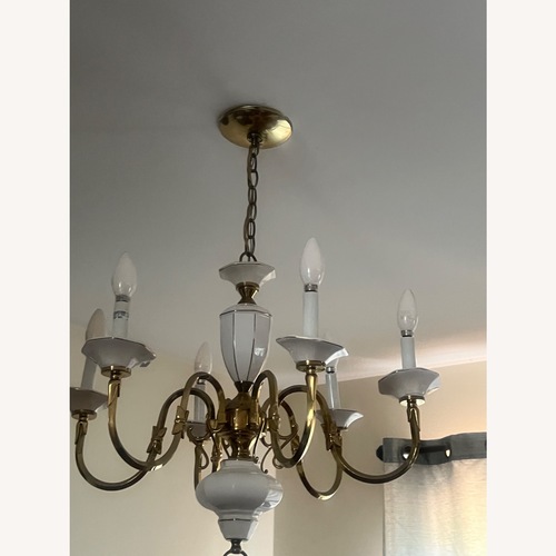 Used Vintage/Antique White Brass Ceiling Lamp for sale on AptDeco