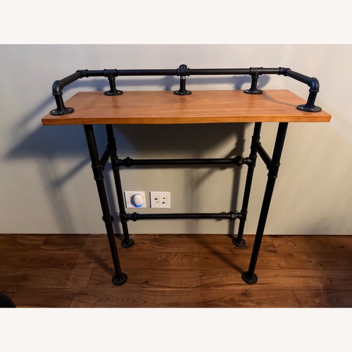 Used Black Metal & Wood Bar Cart & Stools for sale on AptDeco