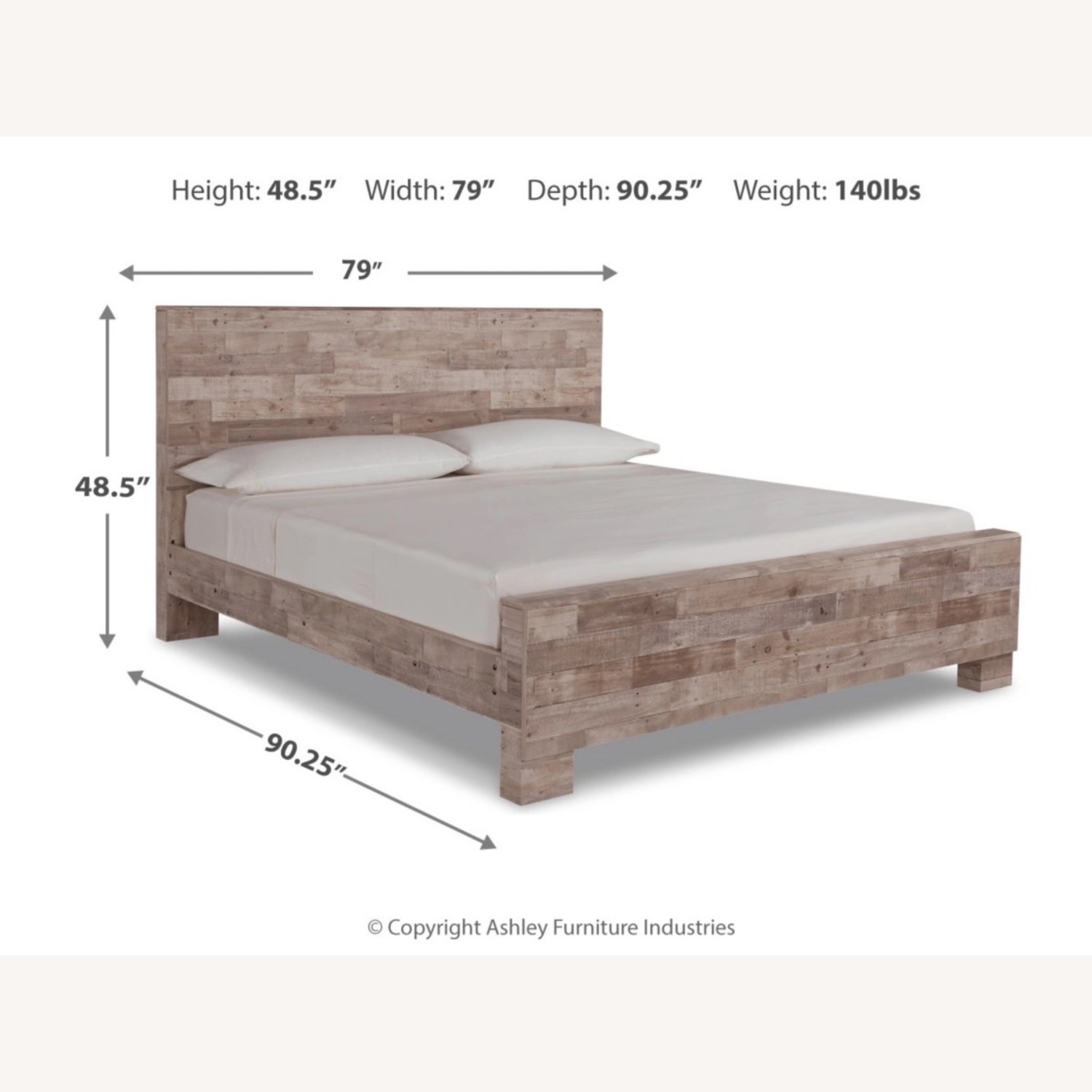 Effie King Bed Frame, Whitewash Finish - image-3