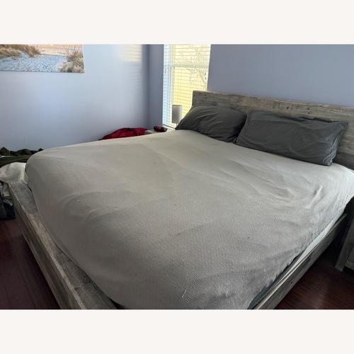 Used Effie King Bed Frame, Whitewash Finish for sale on AptDeco