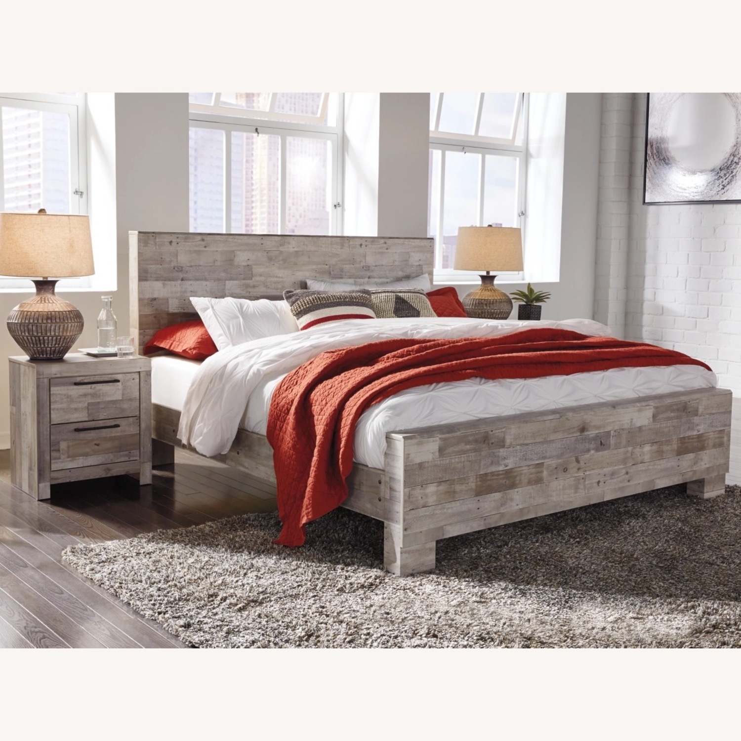 Effie King Bed Frame, Whitewash Finish - image-4