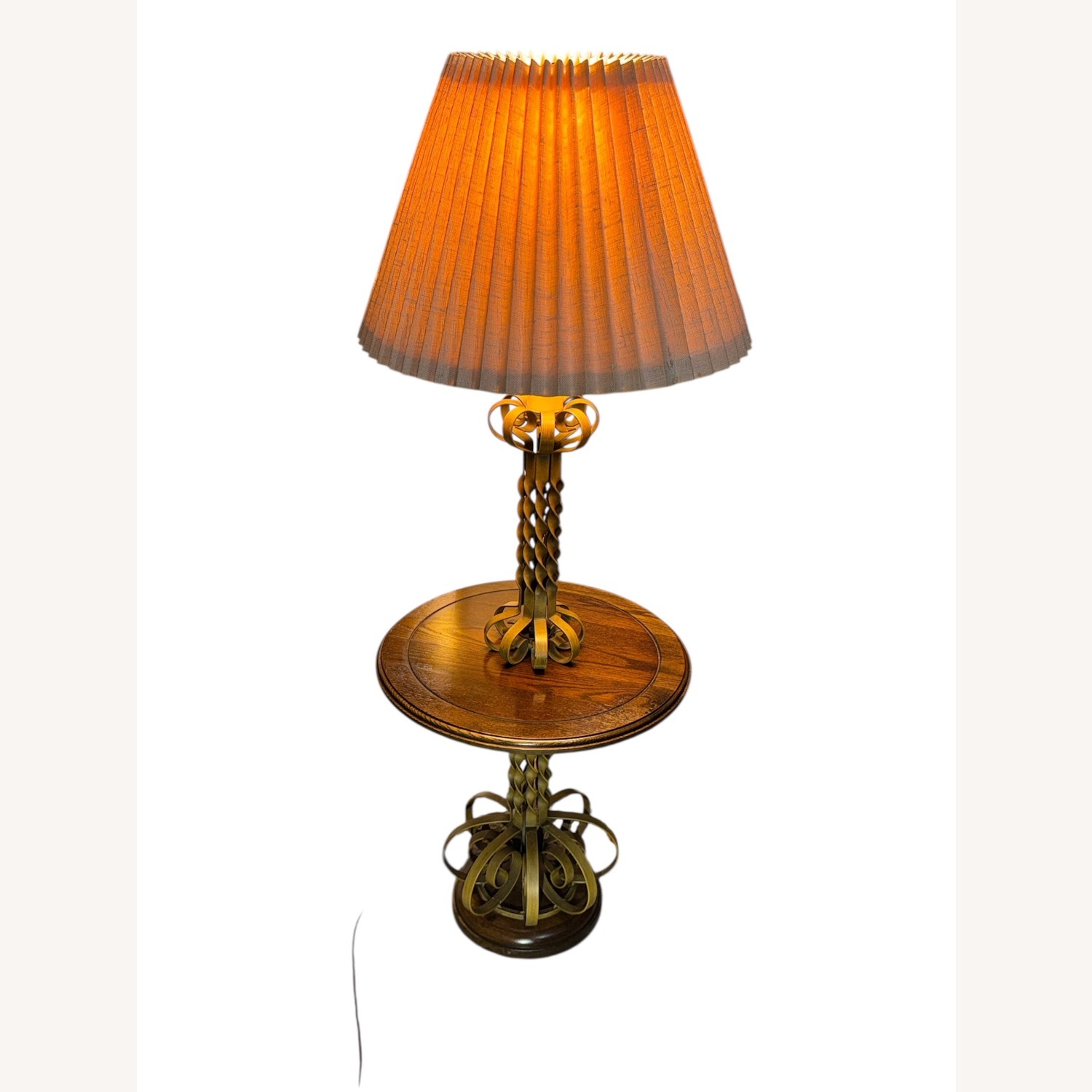 Vintage/Antique Natural Wood Table Lamp - image-2