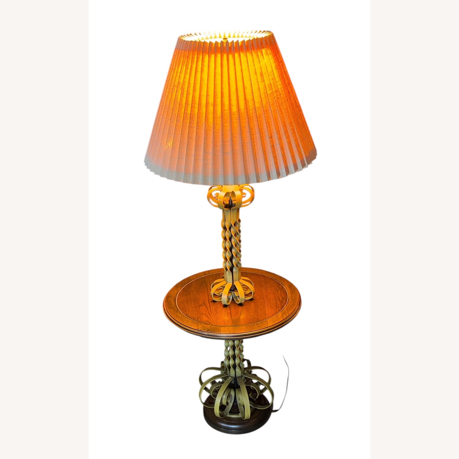 Vintage/Antique Natural Wood Table Lamp - image-9
