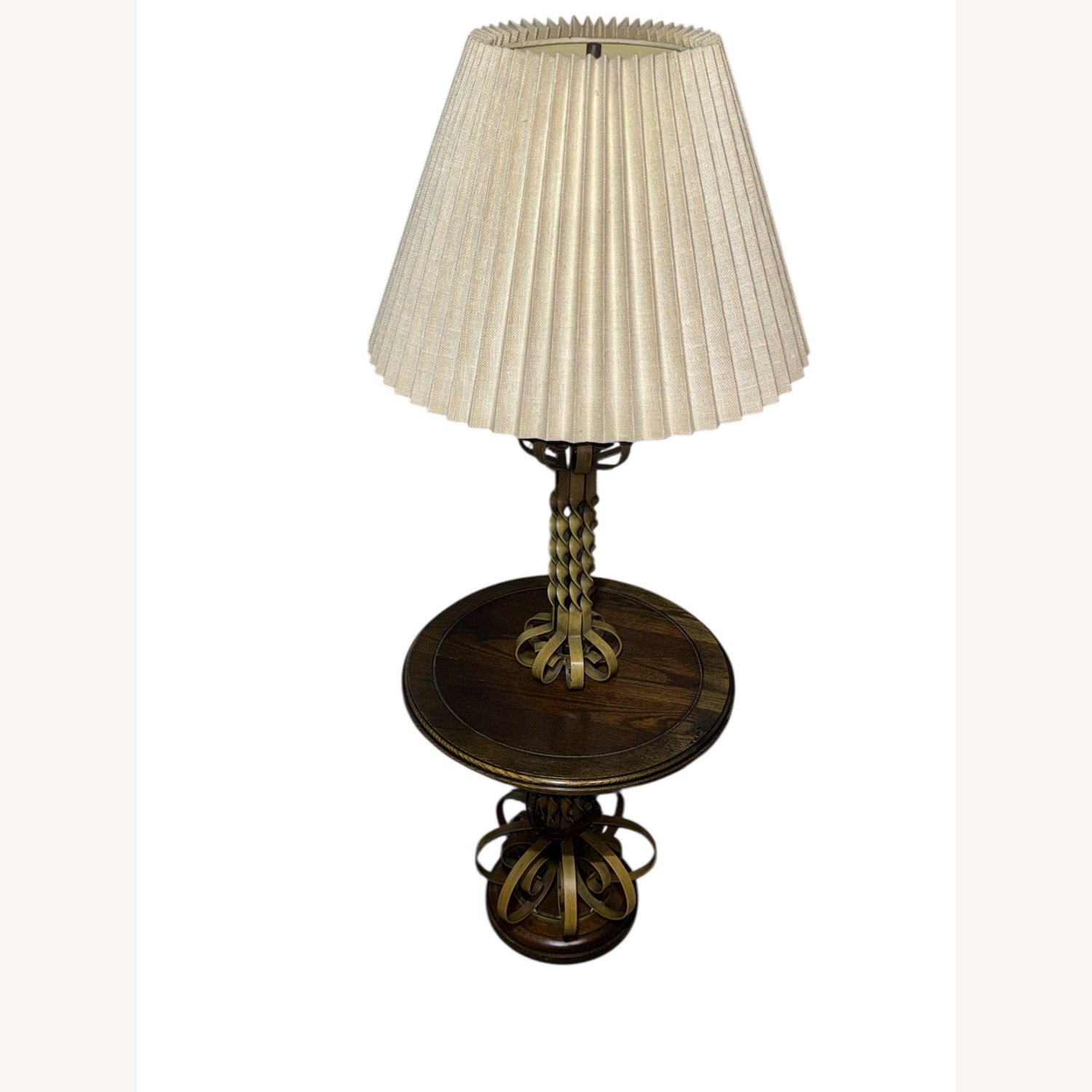 Vintage/Antique Natural Wood Table Lamp - image-3