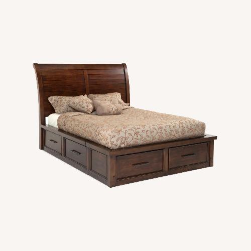 Used Bob's Discount Furniture Dark Brown Queen Bed for sale on AptDeco