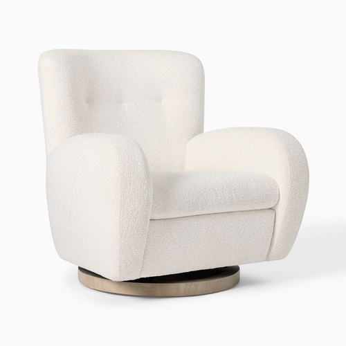 Used West Elm White Chunky Boucle Swivel Glider for sale on AptDeco