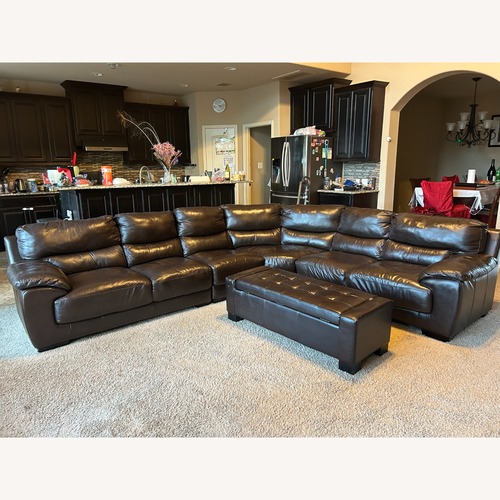 Used Genuine Leather 3 piece Sofa Plus Futon for sale on AptDeco
