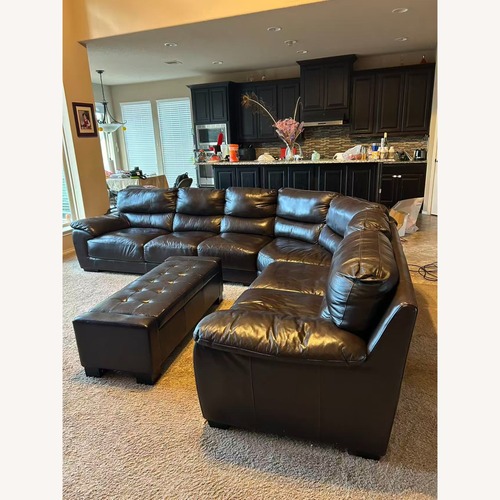 Used Genuine Leather 3 piece Sofa Plus Futon for sale on AptDeco