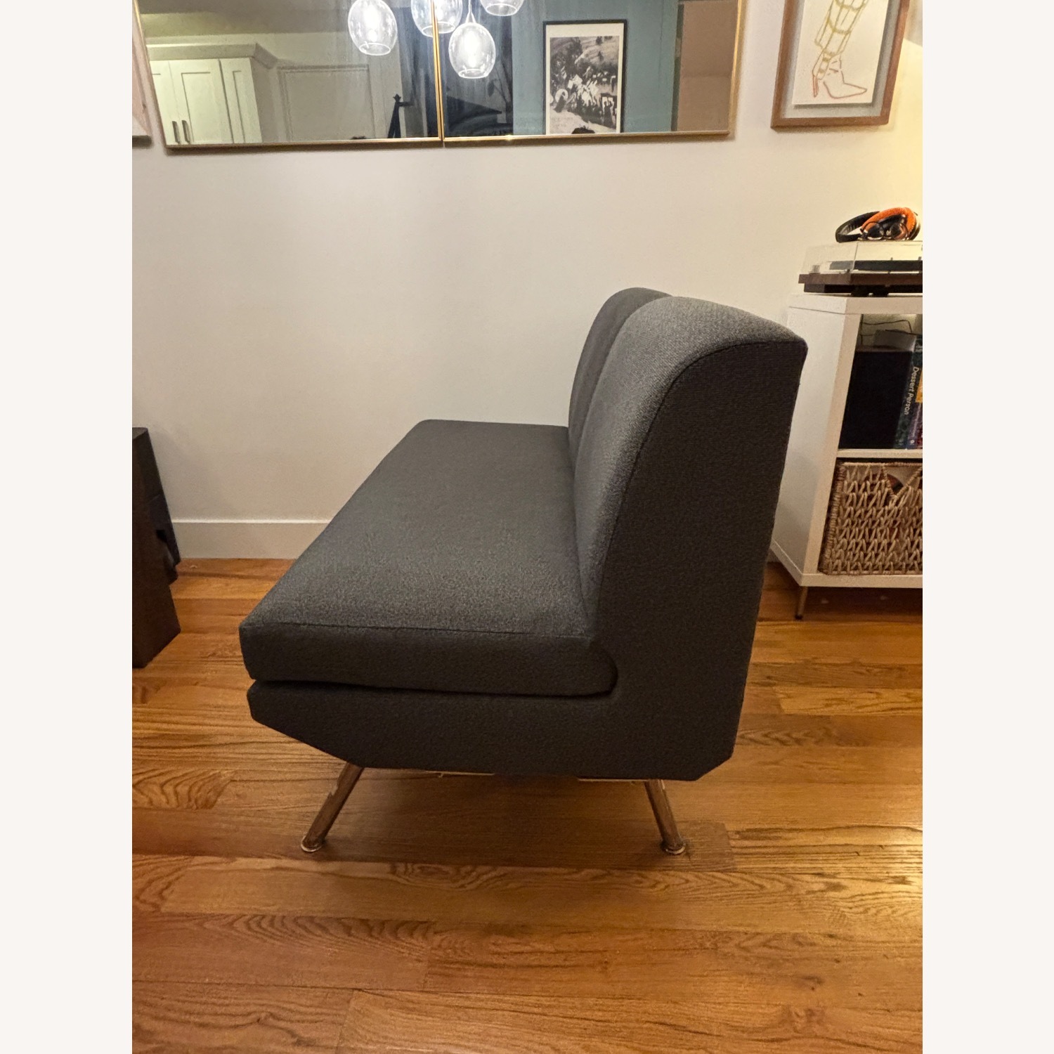 West Elm Dark Gray Fabric Dining Chair - image-3