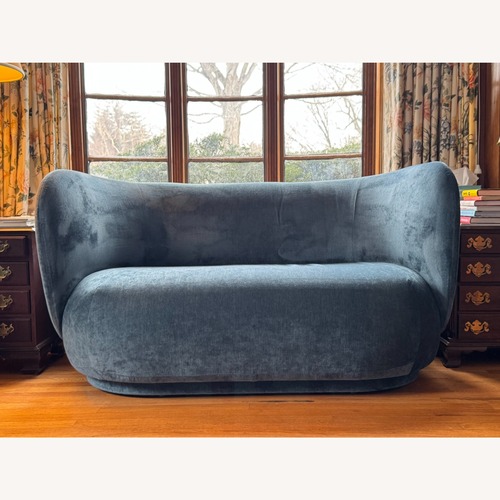 Used Ferm Living Blue Velvet 2 Seater Sofa for sale on AptDeco