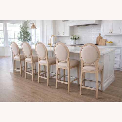 Used RH French Contemporary Leather Counter Stools (5) for sale on AptDeco
