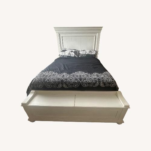 Used Ashley Furniture White Wood Queen Bed for sale on AptDeco