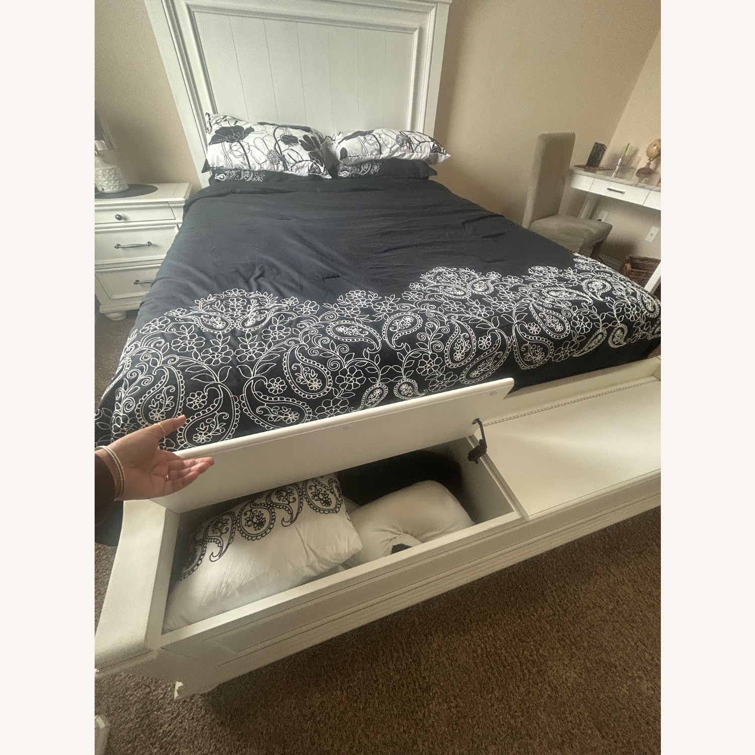 Ashley Furniture White Wood Queen Bed - image-1