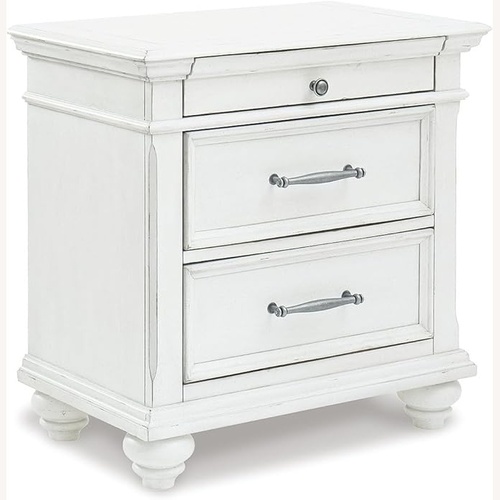 Used Ashley Furniture White Wood Side Table for sale on AptDeco
