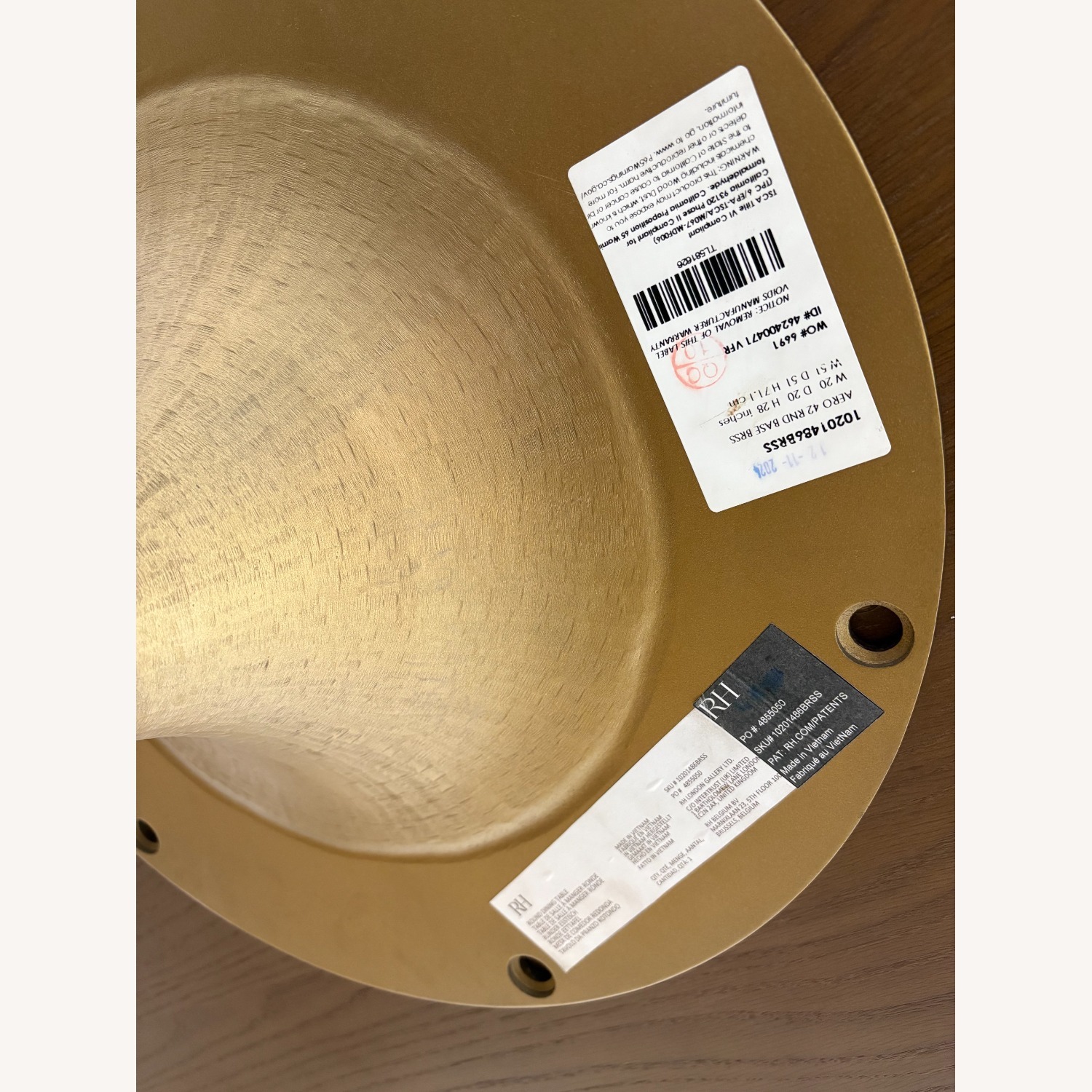 RH Aero Bistro Table 42" Oak | Antiqued Brass  - image-9