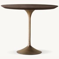 RH Aero Bistro Table 42" Oak | Antiqued Brass 