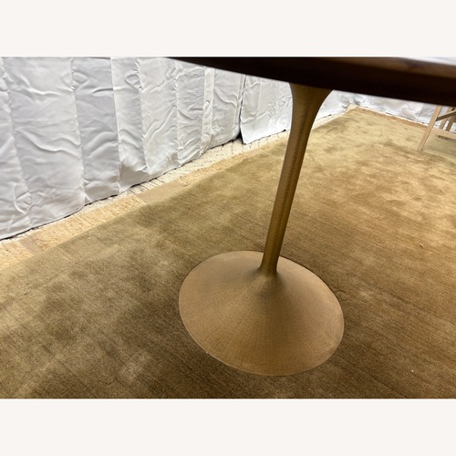 Used RH Aero Bistro Table 42" Oak | Antiqued Brass  for sale on AptDeco