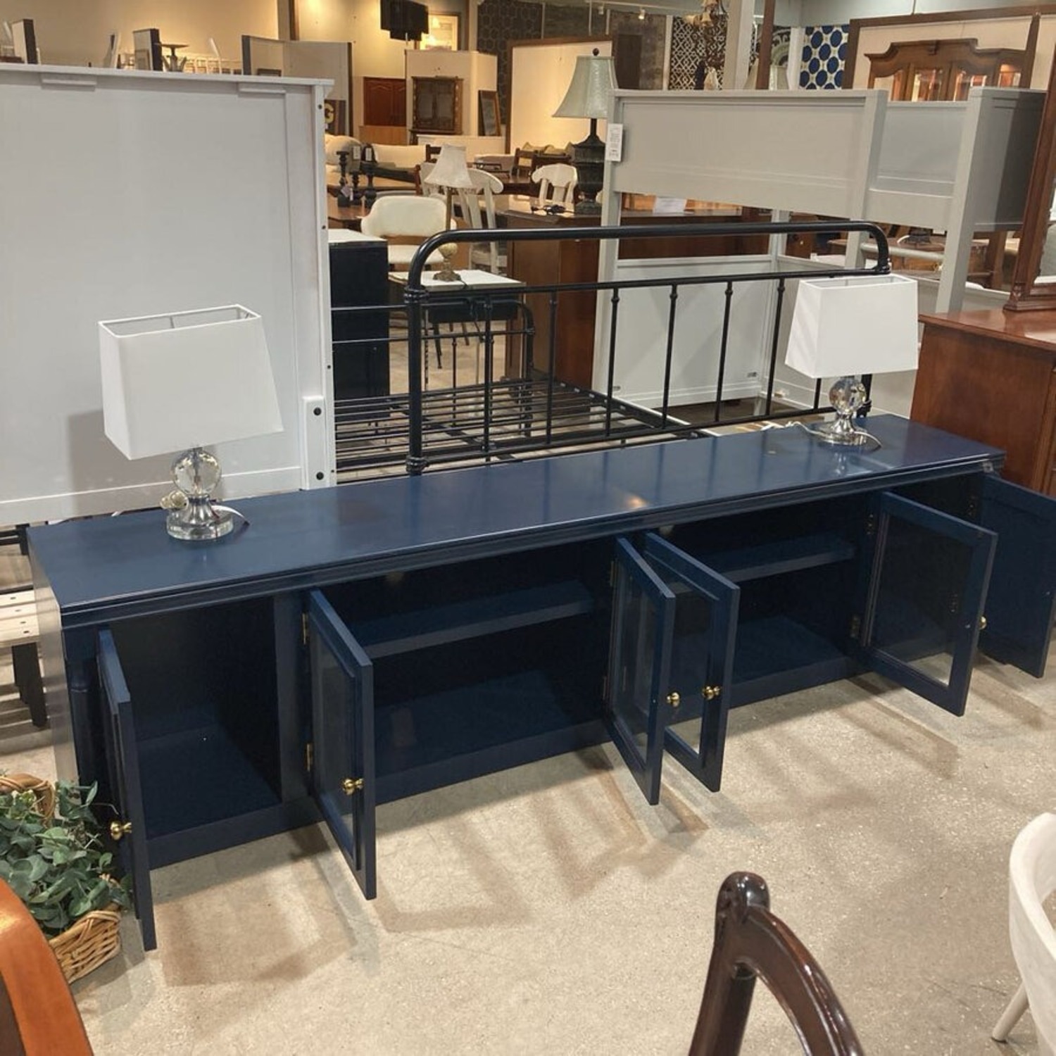 6-Door Entertainment Media Console Blue - image-3