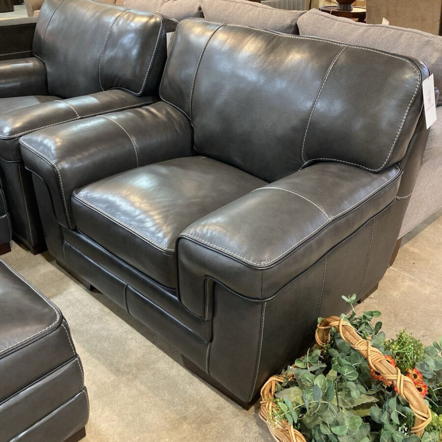 Macy's Myars Leather Chair & Ottoman  - image-3