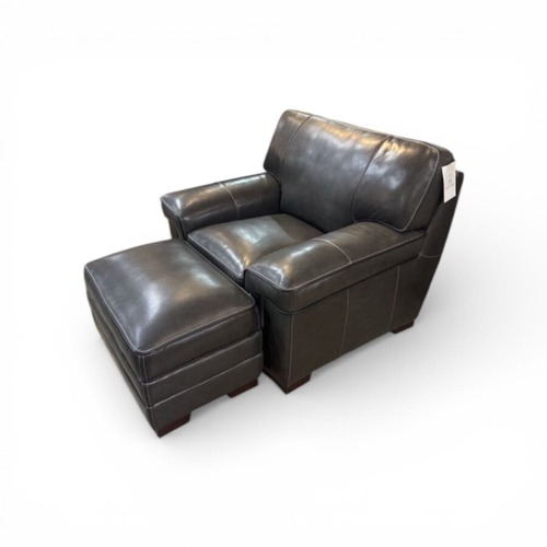 Used Macy's Myars Leather Chair & Ottoman  for sale on AptDeco