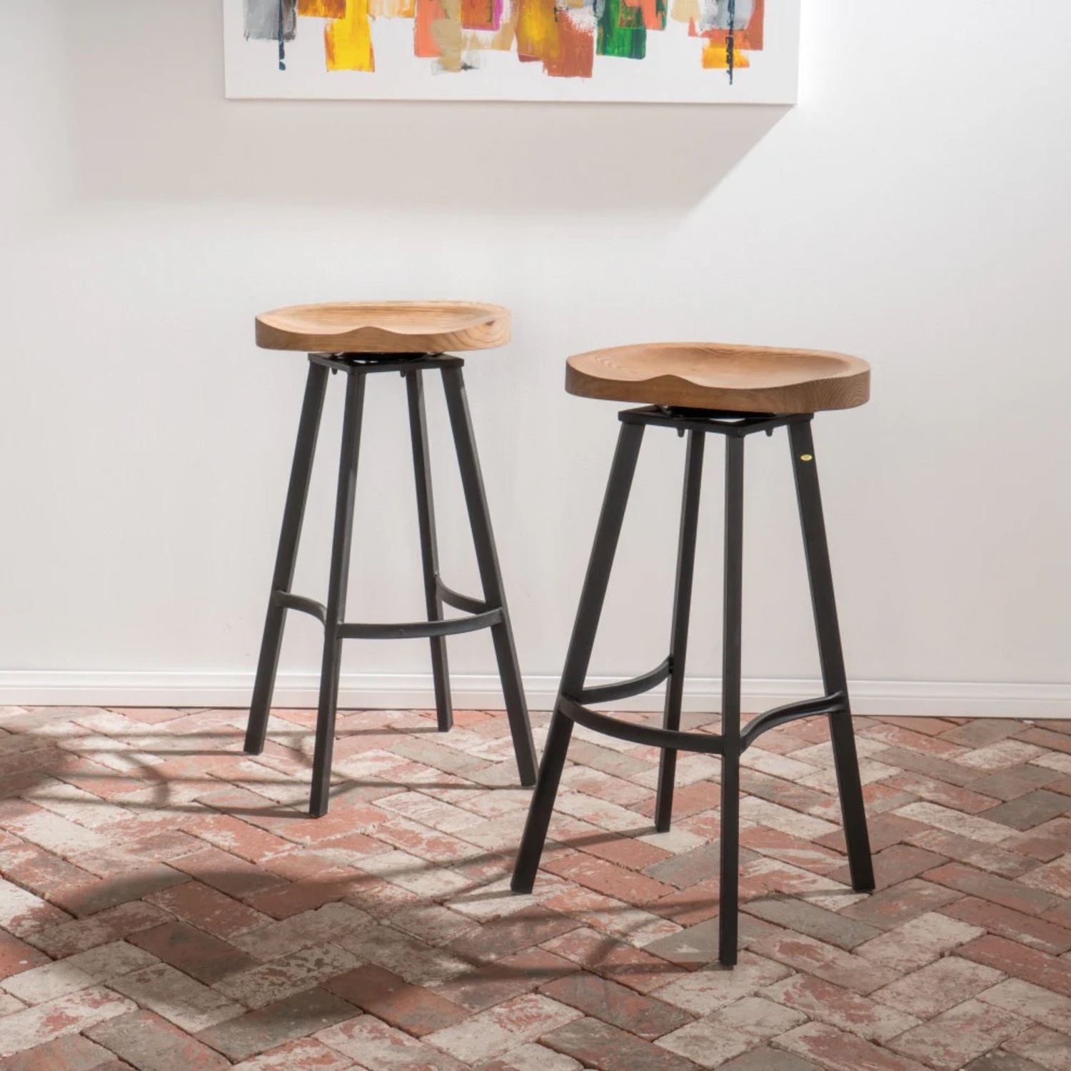 Houzz Light Brown Wood Stools - image-4