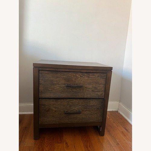 Used Raymour & Flanigan Dark Brown Wood Nightstands for sale on AptDeco