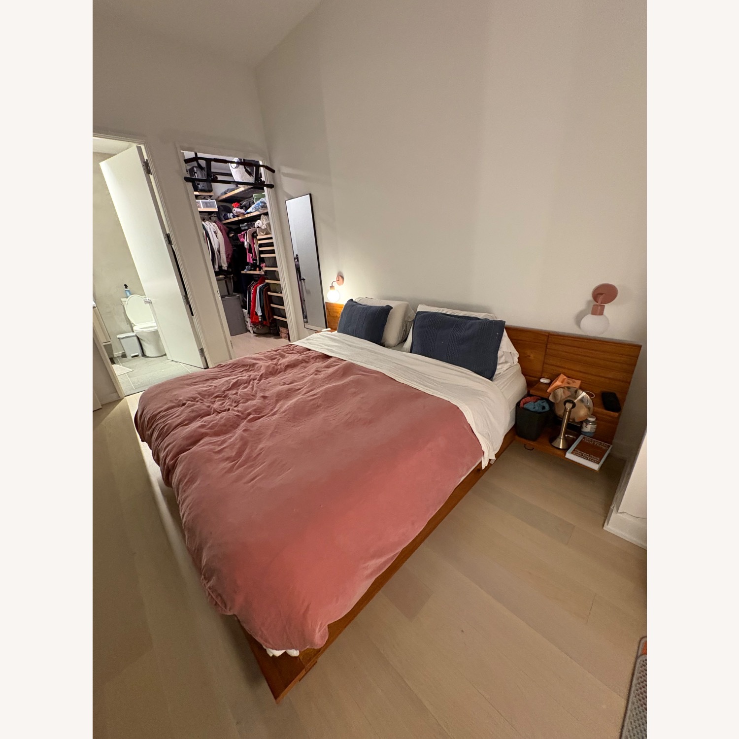 CB2 Andes Acacia Wood Platform King Bed with Nightstands - image-2