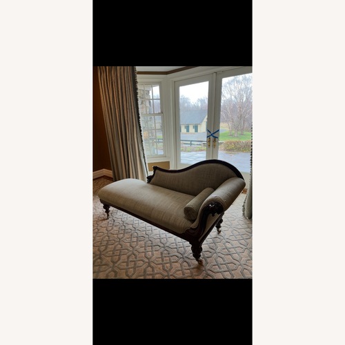 Used Elegant Antique Wood & Fabric Chaise Lounge for sale on AptDeco
