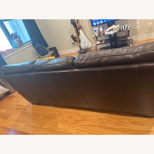 Used Simon li Dark Brown Leather 3+ Seater Sofa for sale on AptDeco