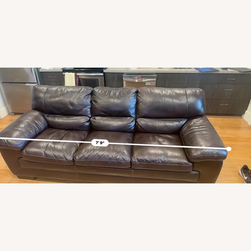 Used Simon li Dark Brown Leather 3+ Seater Sofa for sale on AptDeco