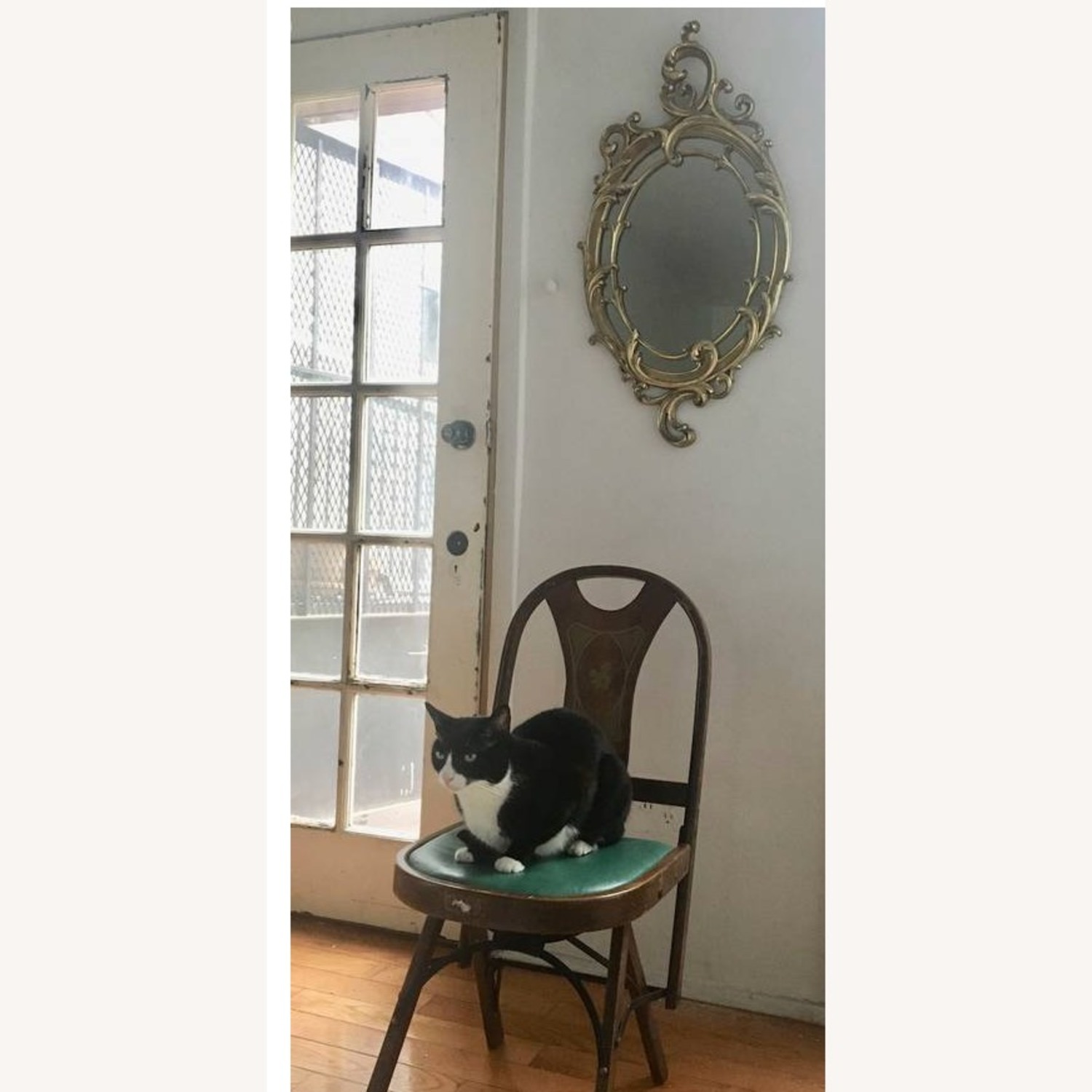 Vintage/Antique Gold Metal Wall Mirror - image-1