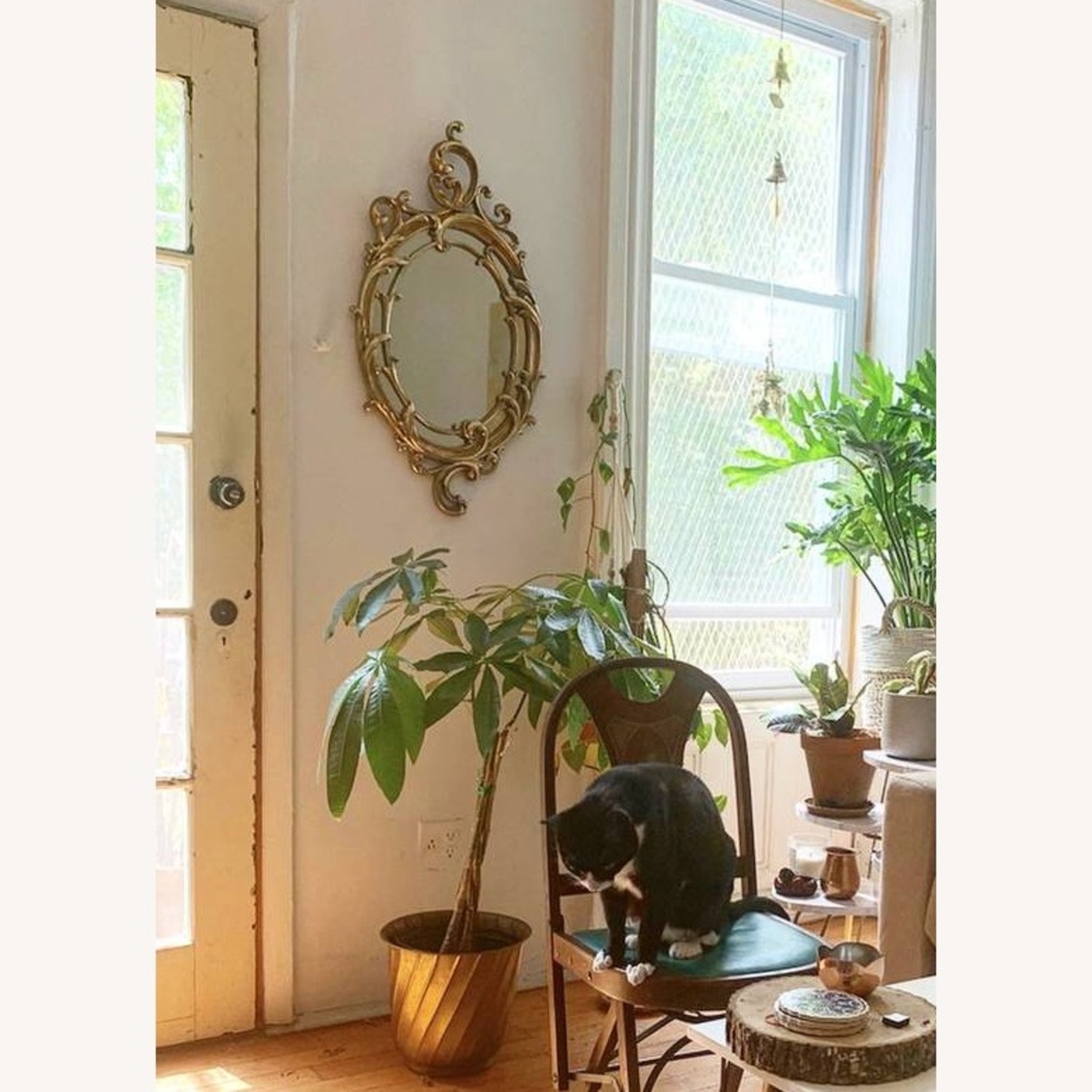 Vintage/Antique Gold Metal Wall Mirror - image-3